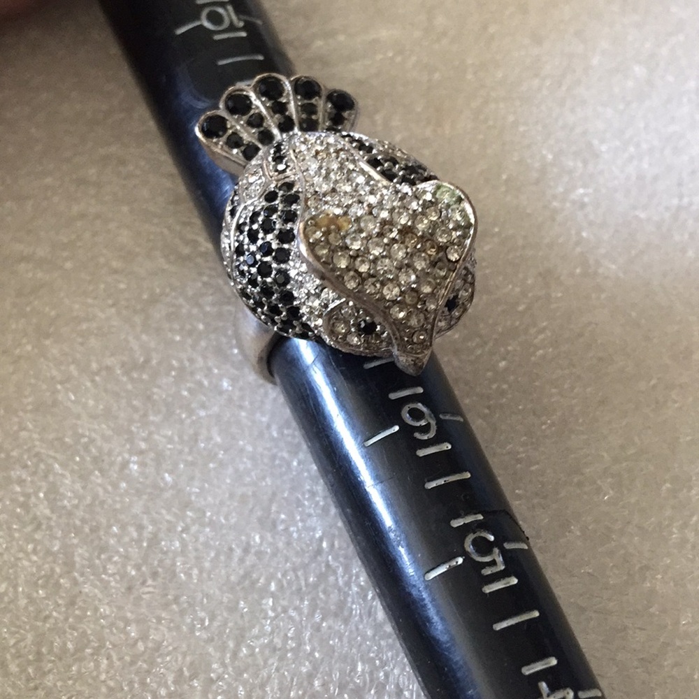 Vintage rhinestone owl ring